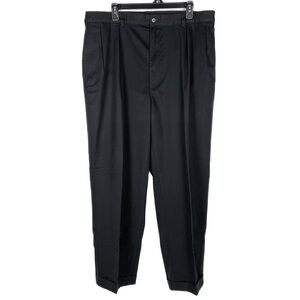 VTG Polo Ralph Lauren Golf Pants Mens 40X30 Black Classic Pleated Cotton Chino